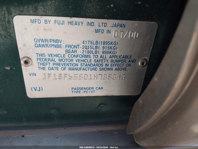 44926915 :رقم المزاد ، JF1SF65501H735343 vin ، 2001 Subaru Forester S مزاد بيع