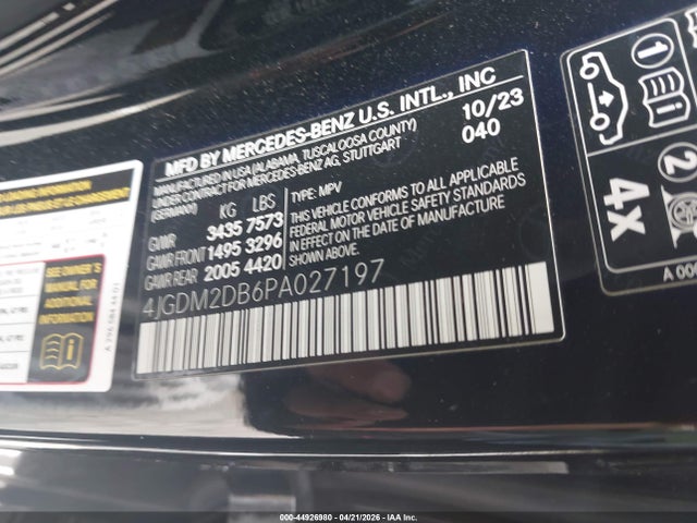 Aukcja sprzedaży 2023 Mercedes-benz Eqs 450+ Suv, vin: 4JGDM2DB6PA027197, numer aukcji: 44926980