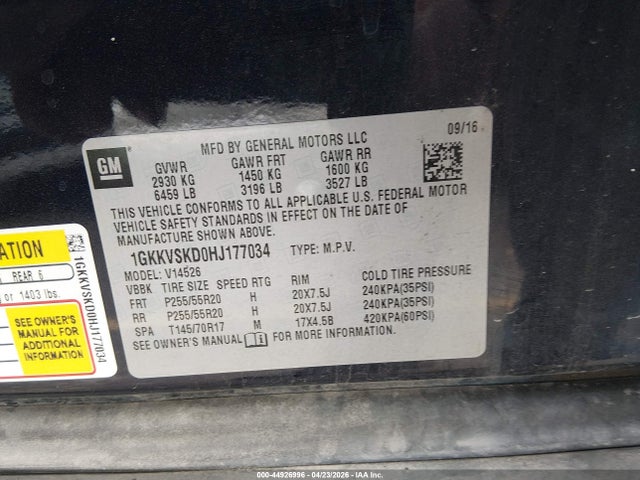 GMC Acadia Limited 2017 1GKKVSKD0HJ177034 Image 9