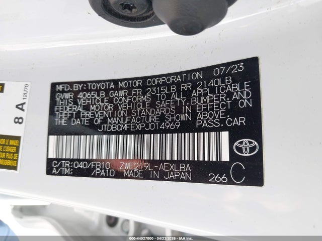JTDBCMFEXPJ014969 Toyota Corolla Hybrid Le