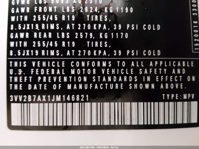3VV2B7AX1JM146821 Volkswagen Tiguan 2.0t Se/2.0t Sel