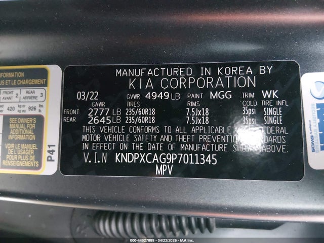 KNDPXCAG9P7011345 KIA Sportage Hybrid Sx-prestige