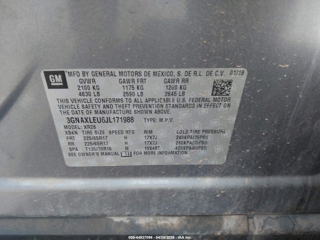 3GNAXLEU6JL171988 Chevrolet EQUINOX LT