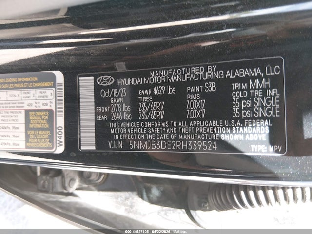 Продаж на аукціоні авто 2024 Hyundai Tucson Sel, vin: 5NMJB3DE2RH339524, номер лоту: 44927105