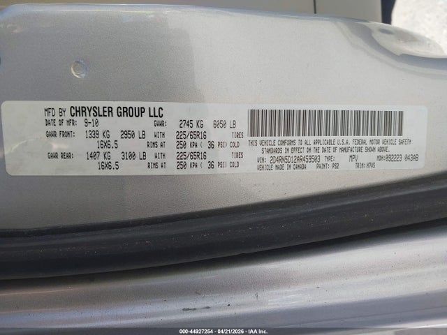 Продаж на аукціоні авто 2010 Dodge Grand Caravan Sxt, vin: 2D4RN5D12AR459503, номер лоту: 44927254