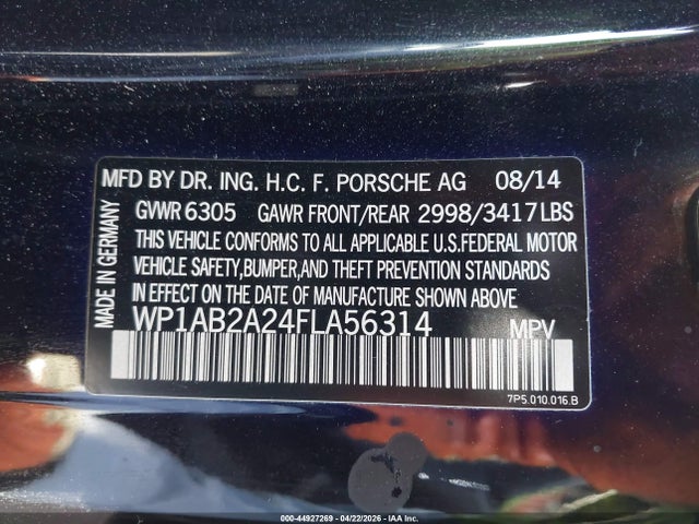 Porsche CAYENNE S 2015 WP1AB2A24FLA56314 Image 9