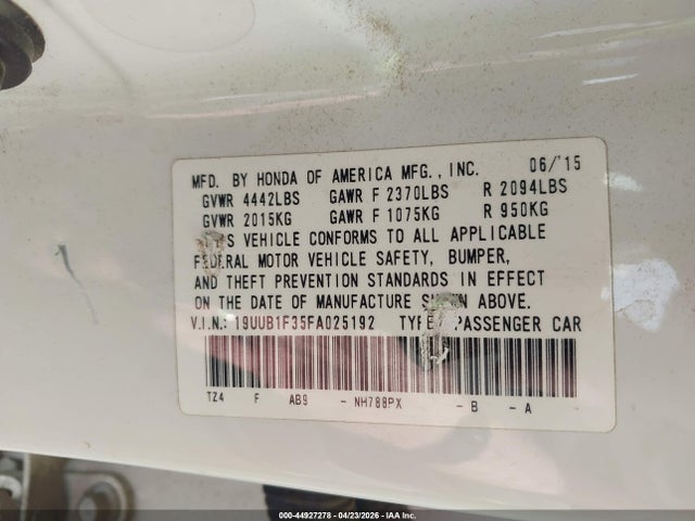 Aukcja sprzedaży 2015 Acura Tlx, vin: 19UUB1F35FA025192, numer aukcji: 44927278