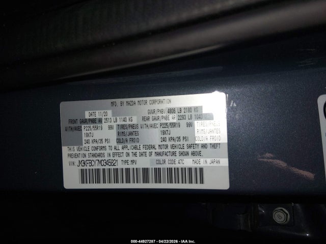 Aukcja sprzedaży 2021 Mazda Cx-5 Carbon Edition Turbo, vin: JM3KFBCY7M0345821, numer aukcji: 44927287