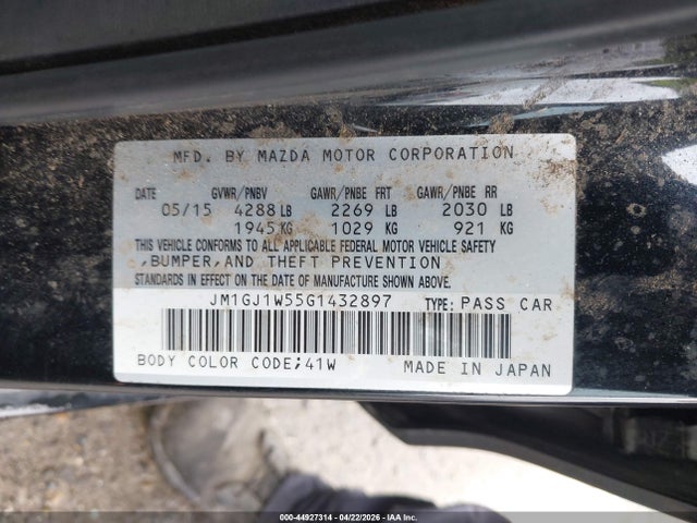 Продажа на аукционе авто 2016 Mazda Mazda6 I Grand Touring, vin: JM1GJ1W55G1432897, номер лота: 44927314