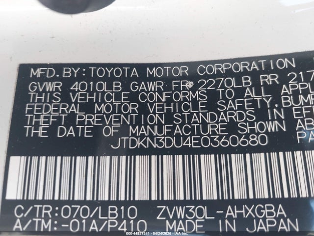 Toyota Prius Four 2014 JTDKN3DU4E0360680 Image 9