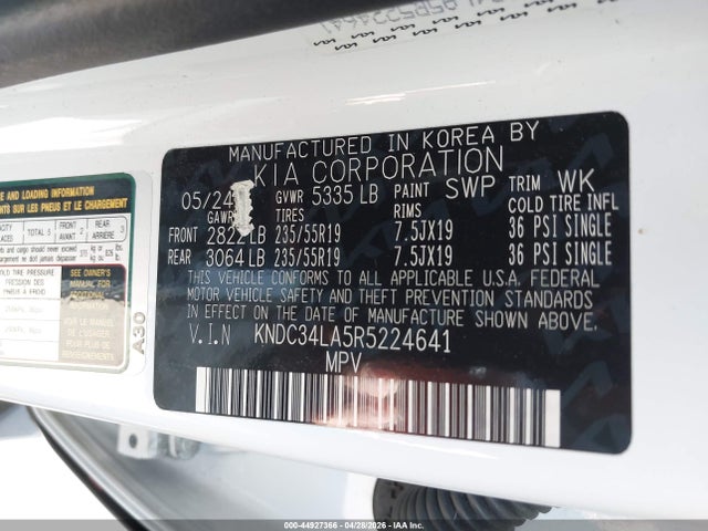 Продажа на аукционе авто 2024 Kia Ev6 Light Long Range, vin: KNDC34LA5R5224641, номер лота: 44927366