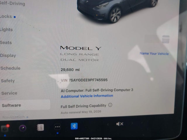 2023 Tesla Model Y Awd/long Range Dual Motor All-wheel Drive მანქანა იყიდება აუქციონზე, vin: 7SAYGDEE9PF745595, აუქციონის ნომერი: 44927395