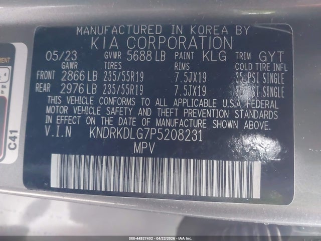 KNDRKDLG7P5208231 KIA Sorento Hybrid Sx Prestige