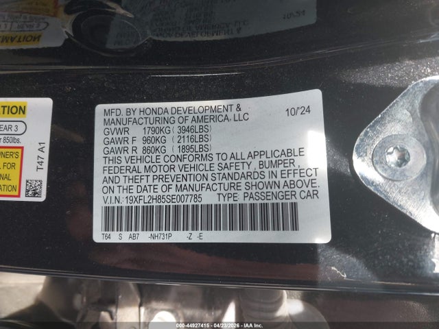 19XFL2H85SE007785 Honda Civic Sedan Sport