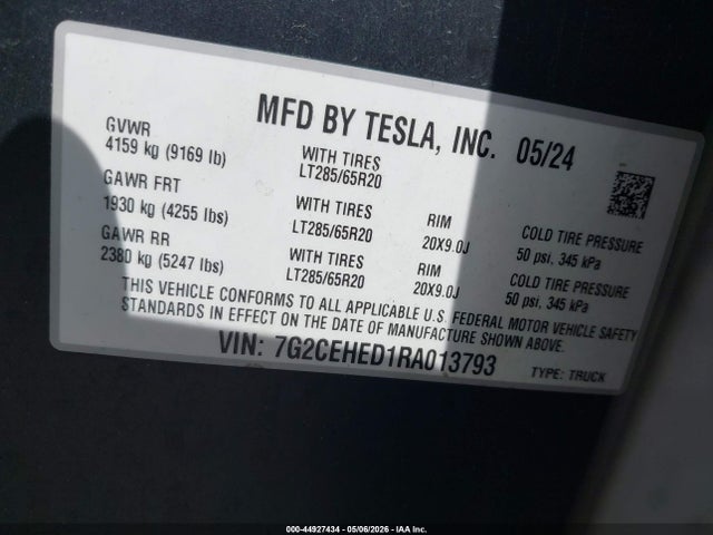 Aukcja sprzedaży 2024 Tesla Cybertruck All-wheel Drive, vin: 7G2CEHED1RA013793, numer aukcji: 44927434