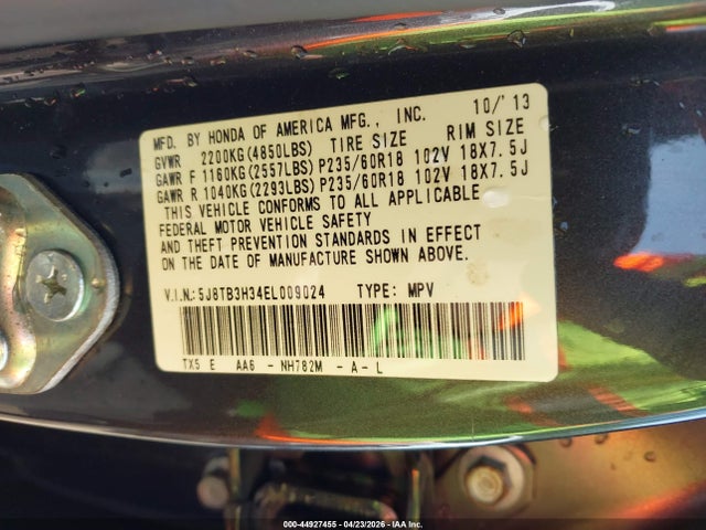 44927455 :رقم المزاد ، 5J8TB3H34EL009024 vin ، 2014 Acura Rdx مزاد بيع