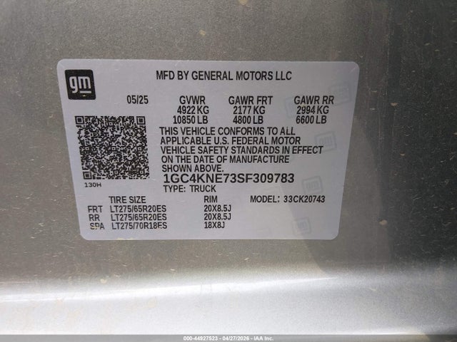 Продаж на аукціоні авто 2025 Chevrolet Silverado 2500hd 4wd  Standard Bed Lt, vin: 1GC4KNE73SF309783, номер лоту: 44927523