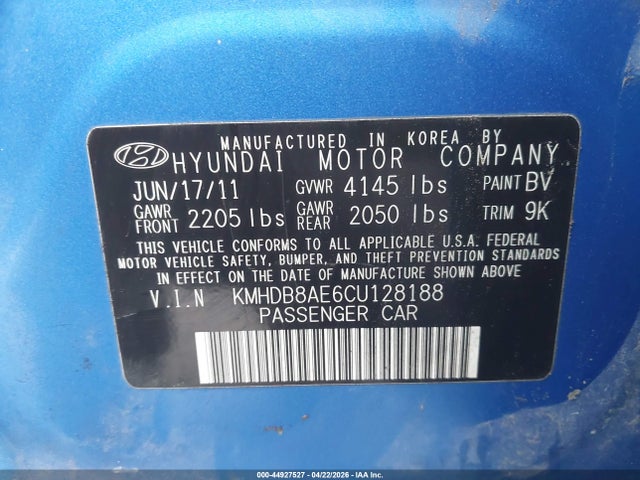 44927527 :رقم المزاد ، KMHDB8AE6CU128188 vin ، 2012 Hyundai Elantra Touring Gls مزاد بيع