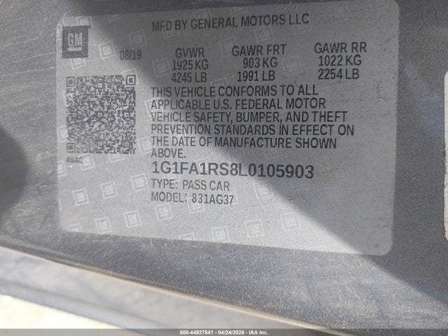1G1FA1RS8L0105903 Chevrolet Camaro Rwd 1lt