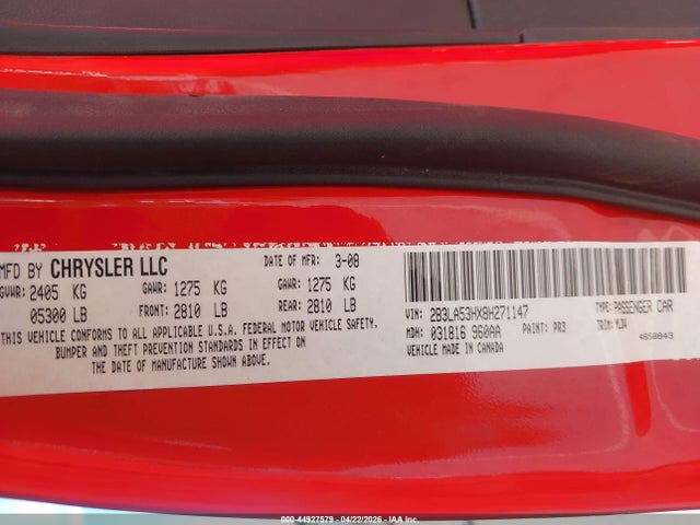 Aukcja sprzedaży 2008 Dodge Charger R/t, vin: 2B3LA53HX8H271147, numer aukcji: 44927579