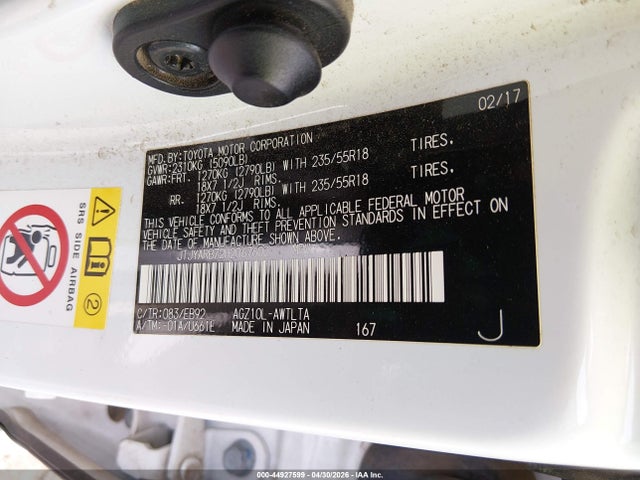 Продажа на аукционе авто 2017 Lexus Nx 200t F Sport, vin: JTJYARBZ2H2067602, номер лота: 44927599