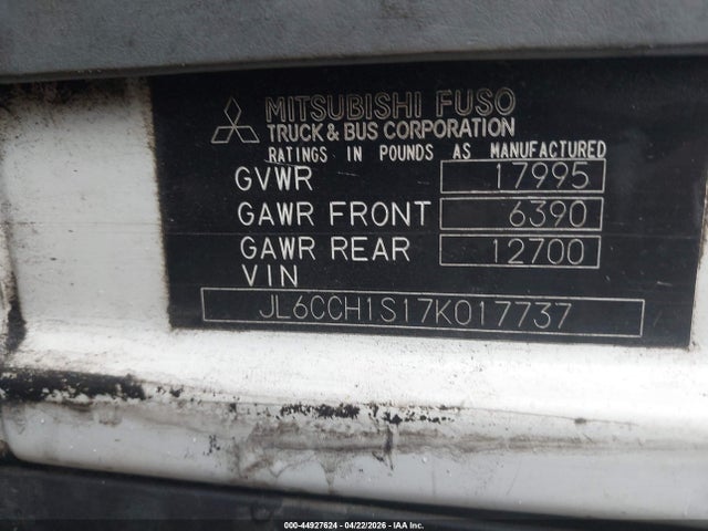 2007 Mitsubishi Fuso Truck Fe 85d მანქანა იყიდება აუქციონზე, vin: JL6CCH1S17K017737, აუქციონის ნომერი: 44927624