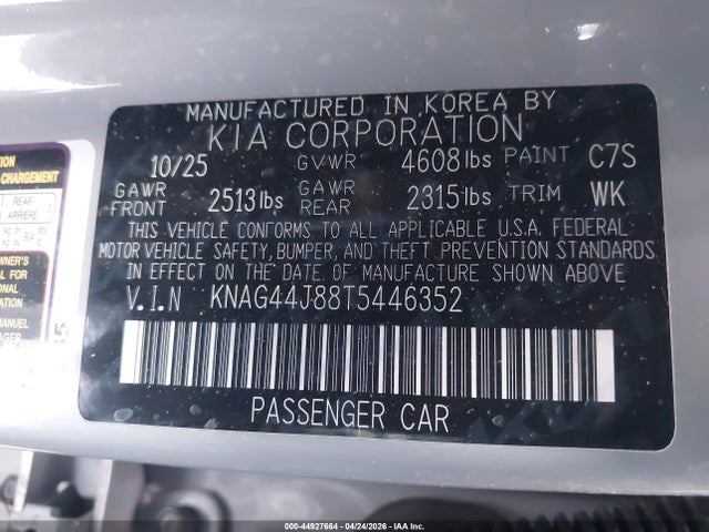 KNAG44J88T5446352 KIA K5 Gt