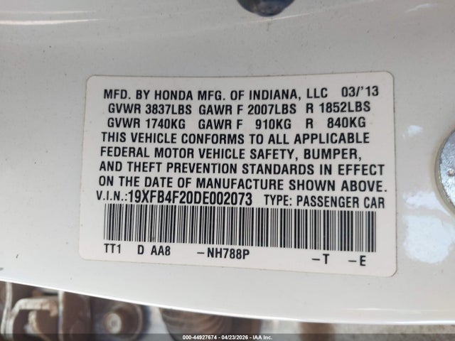Aukcja sprzedaży 2013 Honda Civic Hybrid, vin: 19XFB4F20DE002073, numer aukcji: 44927674