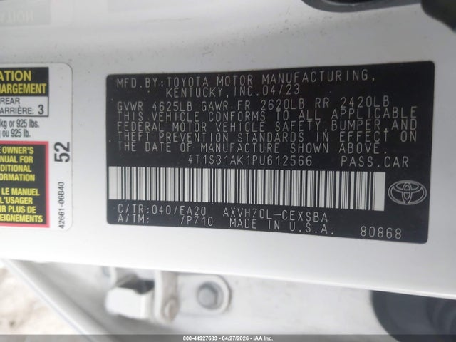 Aukcja sprzedaży 2023 Toyota Camry Se Hybrid, vin: 4T1S31AK1PU612566, numer aukcji: 44927683