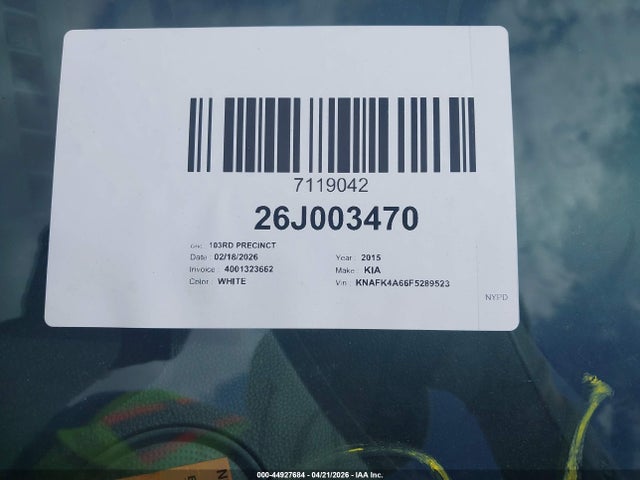 44927684 :رقم المزاد ، KNAFK4A66F5289523 vin ، 2015 Kia Forte Lx مزاد بيع