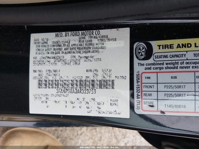 Aukcja sprzedaży 2010 Ford Fusion Se, vin: 3FAHP0HA3AR323753, numer aukcji: 44927705