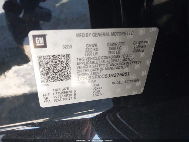 1GKS1FKC5JR275851 GMC Yukon Xl Sle