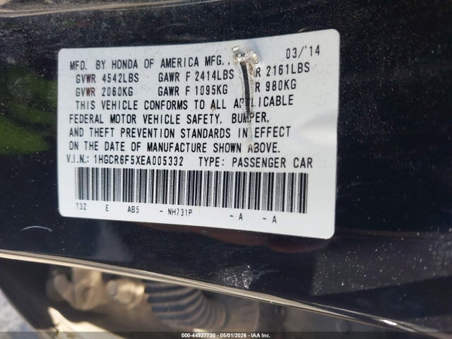 2014 Honda Accord Hybrid Ex-l მანქანა იყიდება აუქციონზე, vin: 1HGCR6F5XEA005332, აუქციონის ნომერი: 44927730