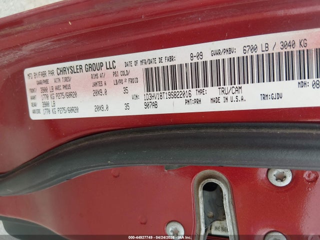 Продажа на аукционе авто 2009 Dodge Ram 1500 Laramie, vin: 1D3HV18T19S822016, номер лота: 44927749
