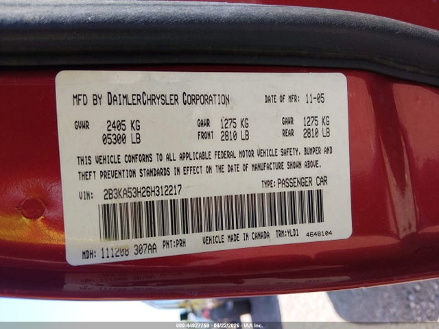 Продаж на аукціоні авто 2006 Dodge Charger Rt, vin: 2B3KA53H26H312217, номер лоту: 44927759