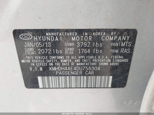Продажа на аукционе авто 2013 Hyundai Elantra Gls, vin: KMHDH4AE4DU755304, номер лота: 44927780