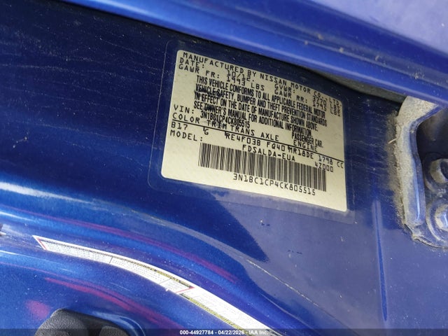 Aukcja sprzedaży 2012 Nissan Versa 1.8 S, vin: 3N1BC1CP4CK805515, numer aukcji: 44927784