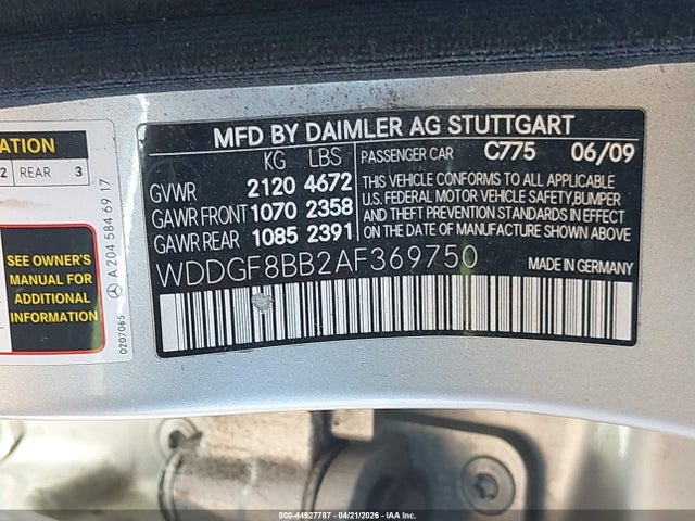 Aukcja sprzedaży 2010 Mercedes-benz C 300 Luxury 4matic/sport 4matic, vin: WDDGF8BB2AF369750, numer aukcji: 44927787