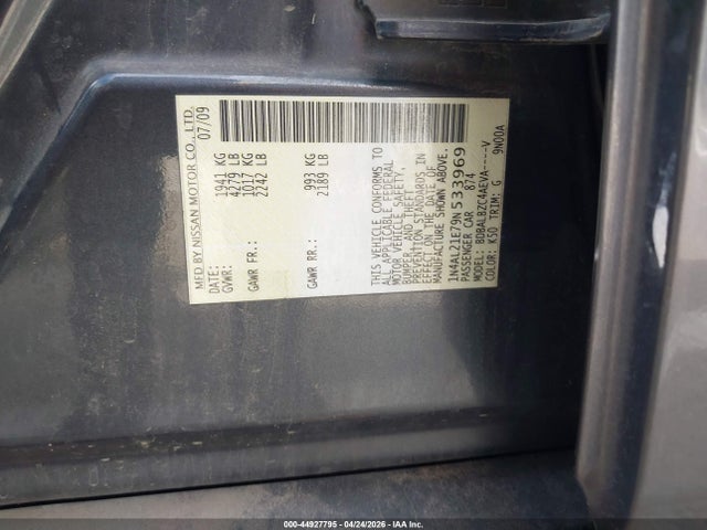 Продаж на аукціоні авто 2009 Nissan Altima 2.5 S, vin: 1N4AL21E79N533969, номер лоту: 44927795