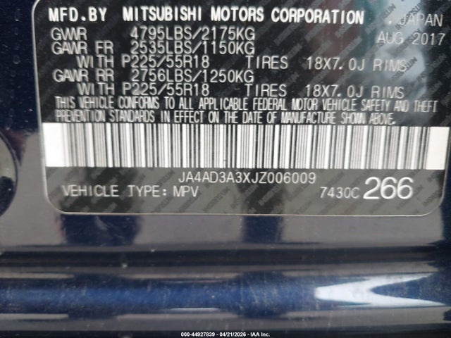 Mitsubishi Outlander Se 2018 JA4AD3A3XJZ006009 Image 9