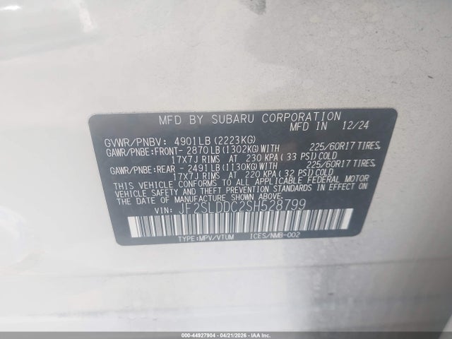 Aukcja sprzedaży 2025 Subaru Forester Premium, vin: JF2SLDDC2SH528799, numer aukcji: 44927904