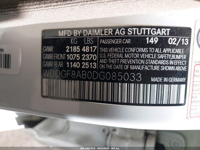 44927918 :رقم المزاد ، WDDGF8AB0DG085033 vin ، 2013 Mercedes-benz C 300 Sport 4matic مزاد بيع