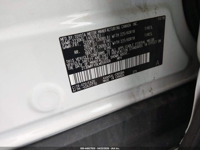 Продаж на аукціоні авто 2020 Toyota Rav4 Hybrid Limited, vin: 2T3DWRFV9LW056008, номер лоту: 44927925