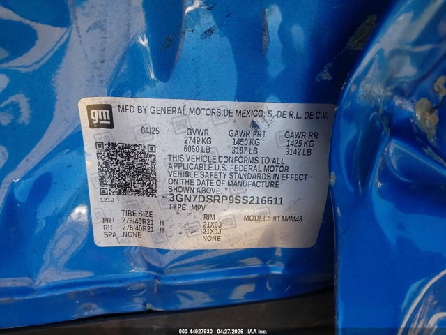 3GN7DSRP9SS216611 Chevrolet Equinox Ev Rs