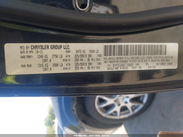 44927951 :رقم المزاد ، 3C4PDCDG0CT199683 vin ، 2012 Dodge Journey Crew مزاد بيع