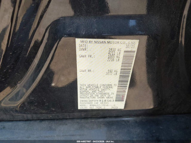 Продаж на аукціоні авто 2015 Nissan Altima 2.5 S, vin: 1N4AL3AP5FN918563, номер лоту: 44927997