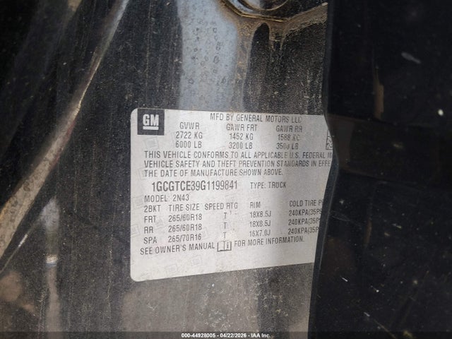 Aukcja sprzedaży 2016 Chevrolet Colorado Lt, vin: 1GCGTCE39G1199841, numer aukcji: 44928005
