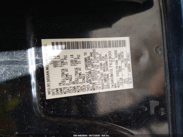 Aukcja sprzedaży 2005 Nissan Pathfinder Se, vin: 5N1AR18W55C762900, numer aukcji: 44928044