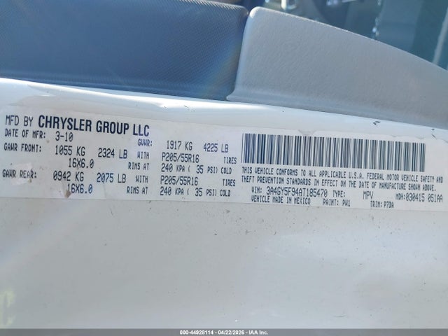 Продажа на аукционе авто 2010 Chrysler Pt Cruiser Classic, vin: 3A4GY5F94AT185470, номер лота: 44928114