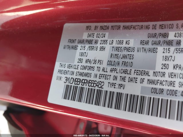 Продаж на аукціоні авто 2024 Mazda Cx-30 2.5 S Select Sport, vin: 3MVDMBBM9RM666462, номер лоту: 44928173